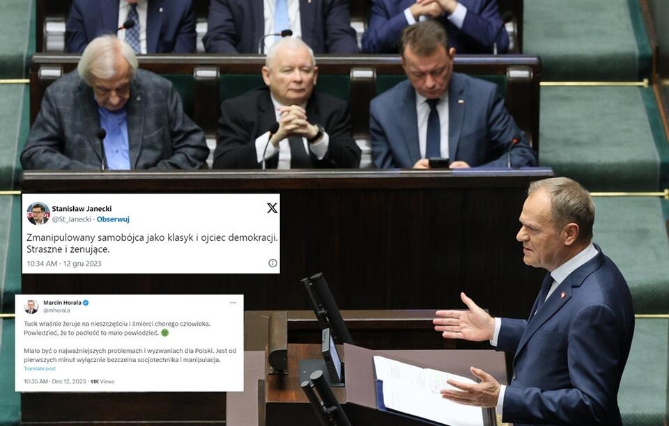 Premier Donald Tusk wygłaszający expose w Sejmie / autor: PAP/Paweł Supernak