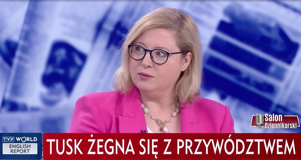 Aleksandra Rybińska, publicysta tygodnika "Sieci" w programie "Salon Dziennikarski" / autor: screen TVP Info