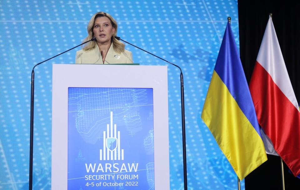 Pierwsza dama Ukrainy Ołena Zełenska podczas Warsaw Security Forum 2022 / autor: PAP/Paweł Supernak