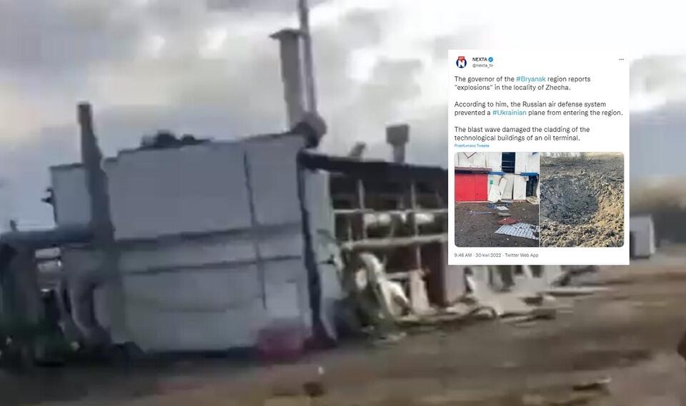 Uszkodzony budynek w Żeczy / autor: Screenshot Twitter/@nexta_tv