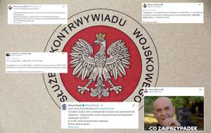 Logo Służby Kontrwywiadu Wojskowego oraz wpisy z portalu X (screeny) / autor: Fratria/X (screeny)