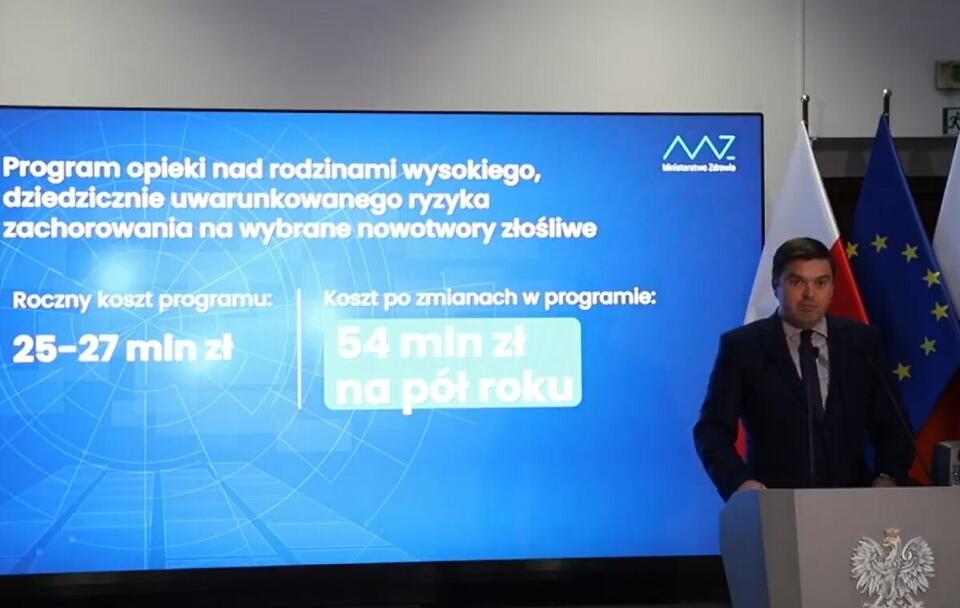 Rzecznik MZ Wojciech Andrusiewicz podczas briefingu prasowego / autor: Facebook/Ministerstwo Zdrowia (screenshot)