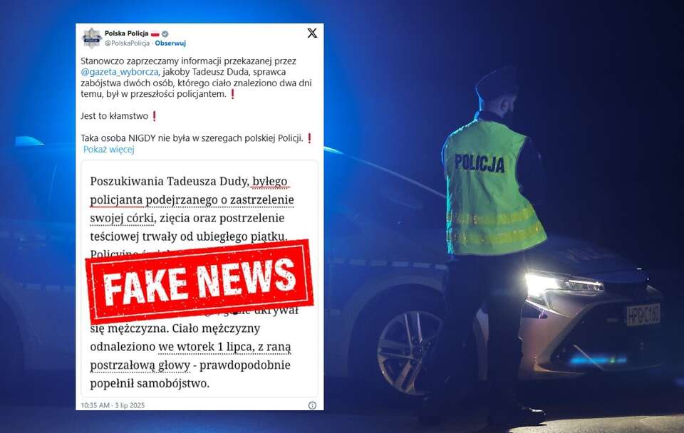 Ciało poszukiwanego Tadeusza Dudy patrol policyjny odnalazł tuż po jego śmierci / autor: PAP/Grzegorz Momot/X
