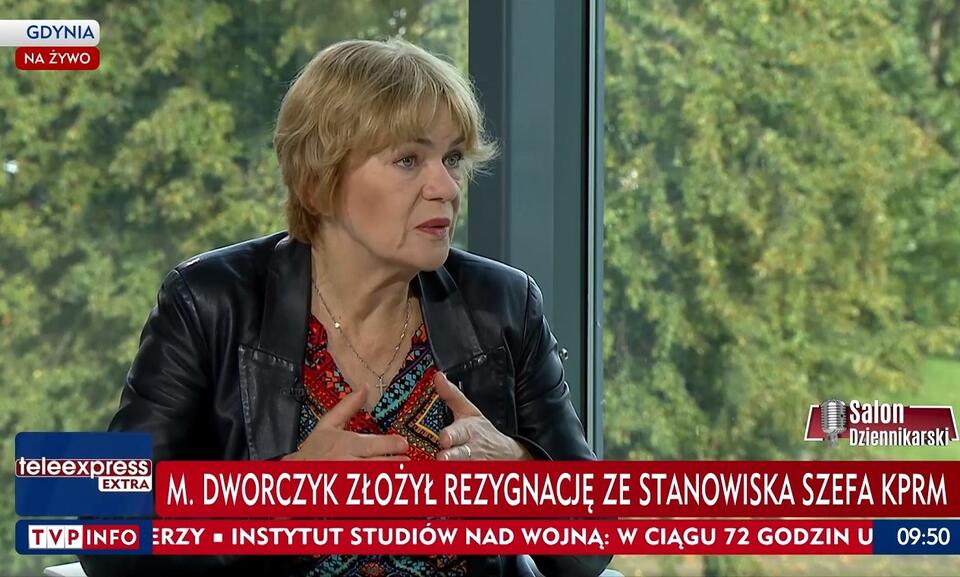 Redaktor Dorota Kania w "Salonie Dziennikarskim" / autor: screen TVP Info