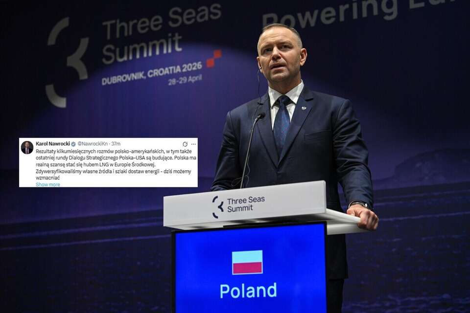 Prezydent Karol Nawrocki w Dubrowniku oraz wpis prezydenta (screen z X) / autor: PAP/Marcin Obara/X-Karol Nawrocki (screen)