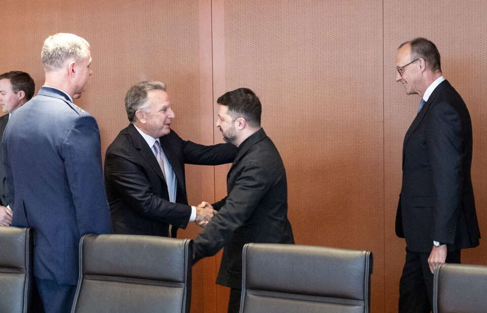 Wołodymyr Zełenski na spotkaniu w Berlinie / autor: PAP/EPA