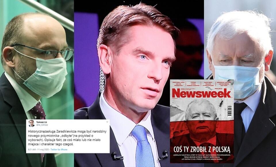 autor: PAP/Wojciech Olkuśnik; wPolityce.pl/TVP1; Newsweek; Twitter; PAP/Leszek Szymański