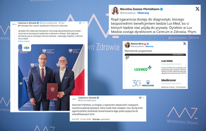 W tle "ścianka" z logo Ministerstwa Zdrowia (zdjęcie ilustracyjne) / autor: Fratria/X