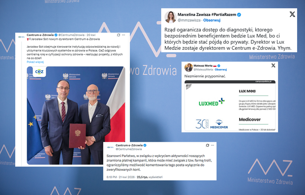 W tle "ścianka" z logo Ministerstwa Zdrowia (zdjęcie ilustracyjne) / autor: Fratria/X