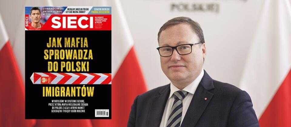 Senator Grzegorz Bierecki; okładka tygodnika 'Sieci' / autor: Fratria/'Sieci'
