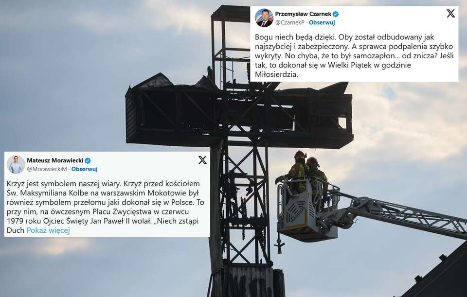 Reakcje na spłonięcie krzyża. Czarnek i Morawiecki mocno
