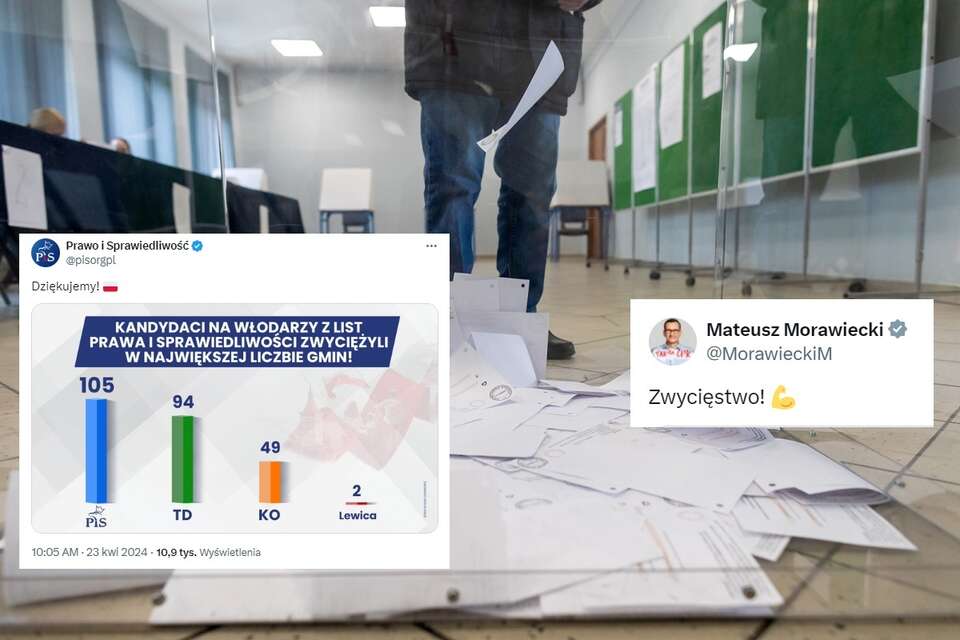 W tle głosowanie w wyborach samorządowych / autor: PAP/Bartosz Jankowski; X