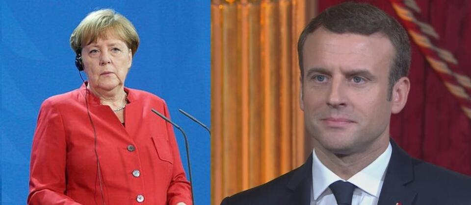 Angela Merkel/ Emmanuel Macron / autor: wpolityce.pl/YouTube