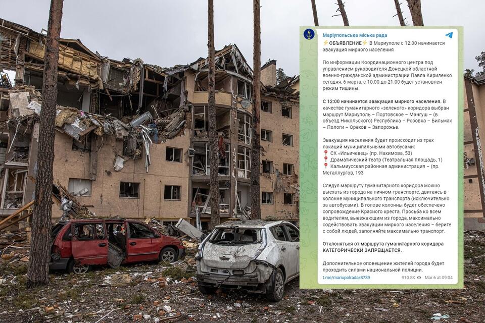 miasto zniszczone przez rosyjską armię - zdj. ilustracyjne / autor: PAP/EPA; Telegram/Маріупольська міська рада