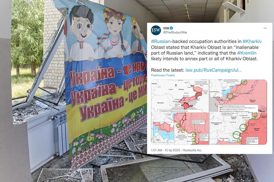 Zniszczona szkoła w obwodzie charkowskim / autor: PAP/EPA;Twitter/ISW