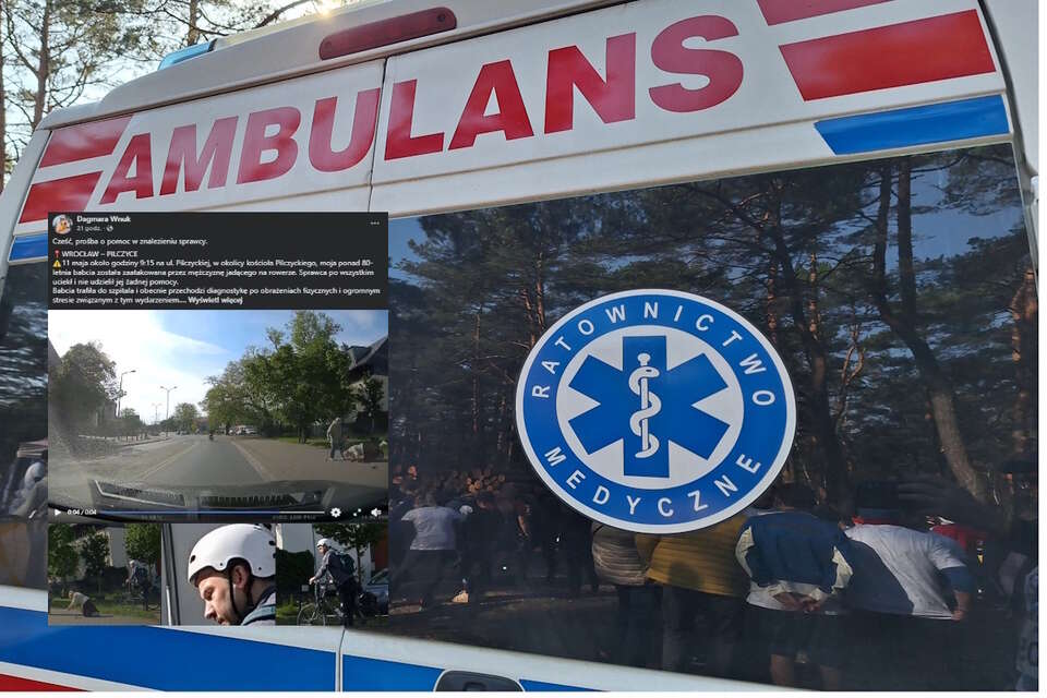 Ambulans oraz wpis Dagmary Wnuk (screen z Facebooka) / autor: Fratria/Fb-Dagmara Wnuk (screen)