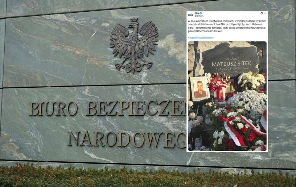 Przedstawiciele kierownictwa Biura Bezpieczeństwa Narodowego uczcili pamięć śp. sierż. Mateusza Sitka, który zginął w obronie polskiej granicy / autor: Fratria, X/BBN