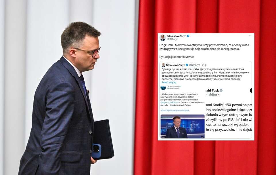 Marszałek Sejmu Szymon Hołownia / autor: PAP/Radek Pietruszka, X/Stanisław Żaryn