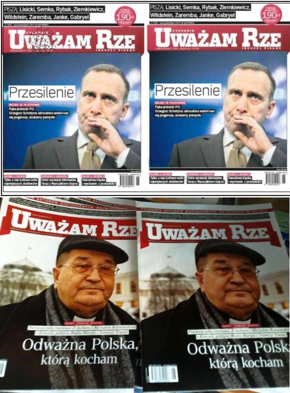 Pierwszy i - poniżej - najnowszy numer tygodnika "Uważam Rze"