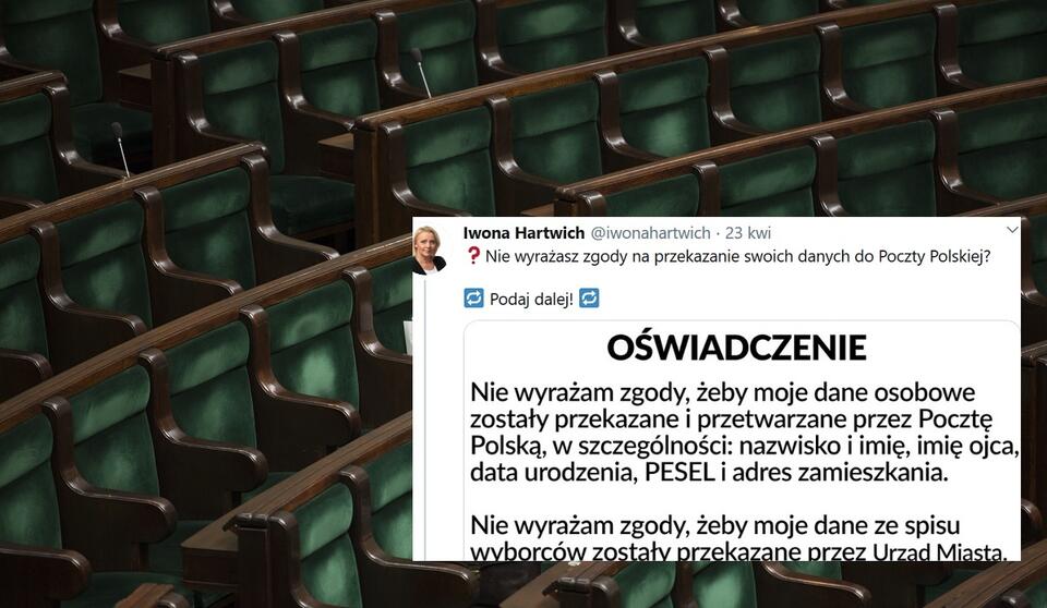 Sejm/Oświadczenie / autor: fot. Fratria/screen Twitter/Iwona Hartwich