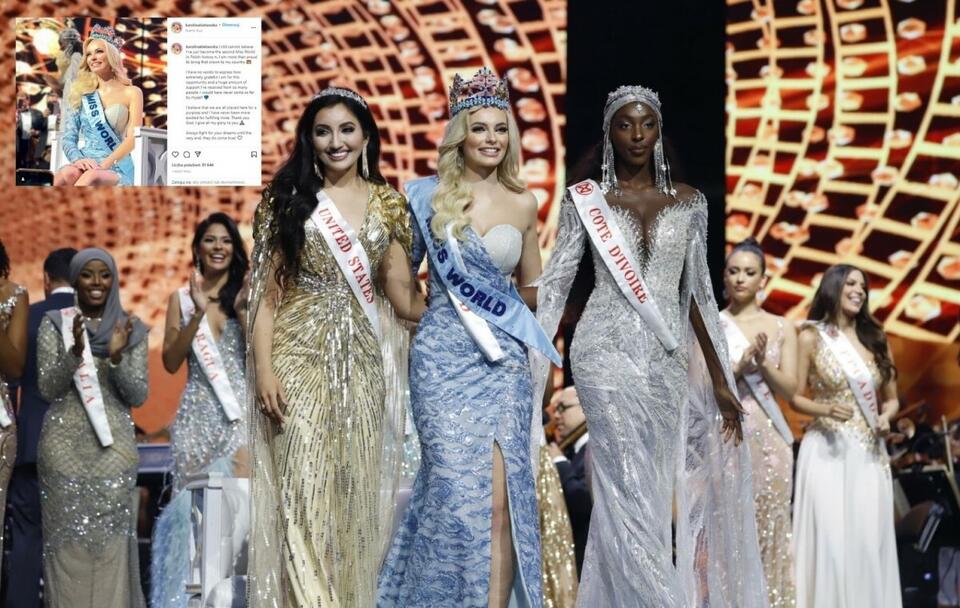 Miss World Karolina Bielawska po wygranej: Dziękuję Ci Boże / autor: PAP/EPA/Thais Llorca; Instagram/karolinabielawska (screenshot)