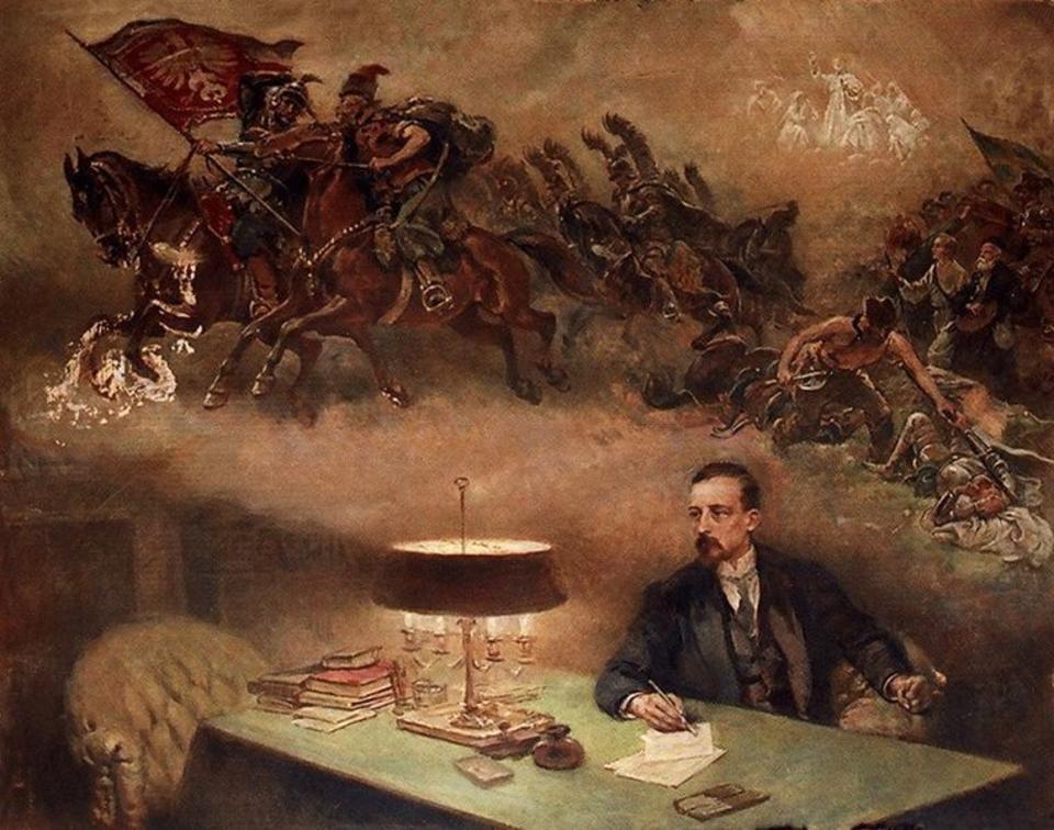 autor: Henryk Sienkiewicz i jego wizje (1905) / autor: Czesław Tański