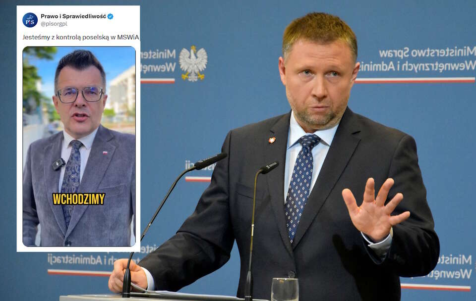 Posłowie PiS: Piotr Uściński i Agnieszka Wojciechowska van Heukelom, poinformowali o rozpoczęciu interwencji poselskiej w MSWiA.  / autor: Fratria/X
