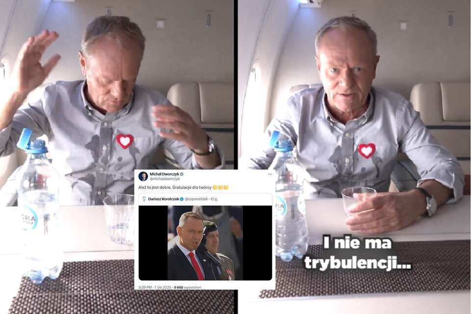 Donald Tusk "przypadkowo" oblewa się wodą / autor: Instagram/X
