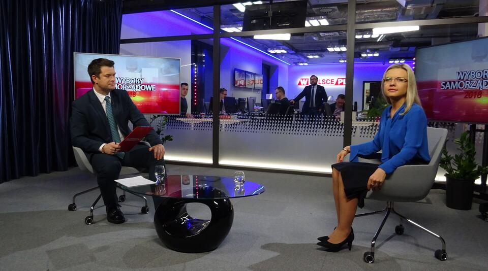 The candidate of Law and Justice in Cracow Małgorzata Wassermann (Left). On Sunday she was interviewed by Marek Pyza (right) at wPolsce.pl TV / autor: wPolityce.pl