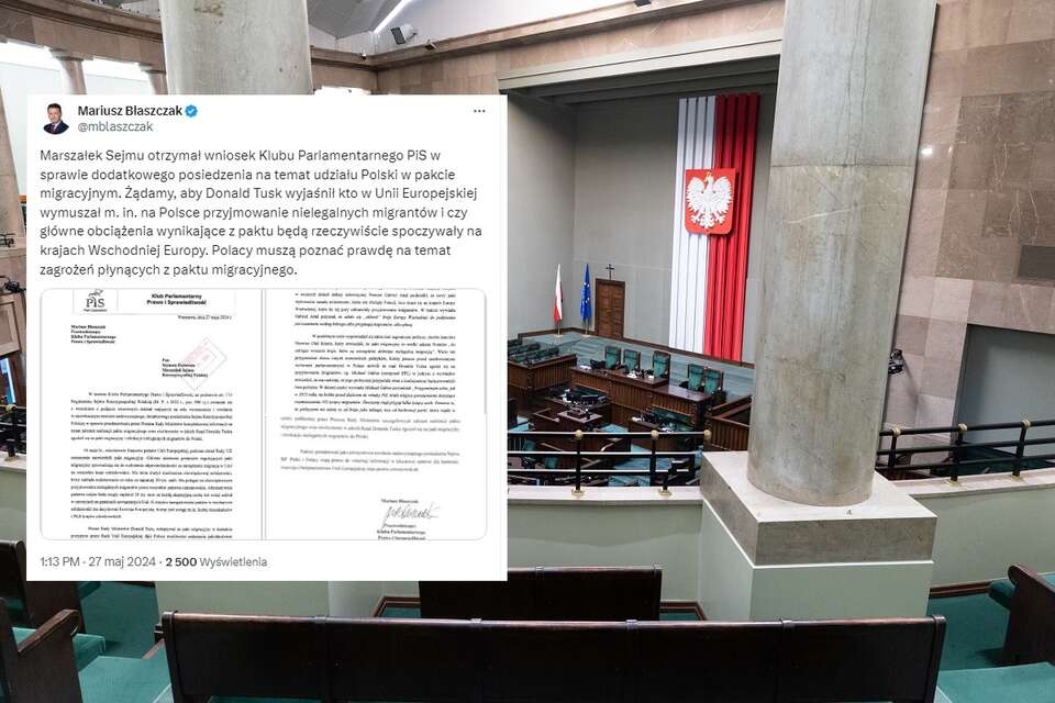 Jest wniosek PiS o dodatkowe posiedzenie Sejmu ws. paktu