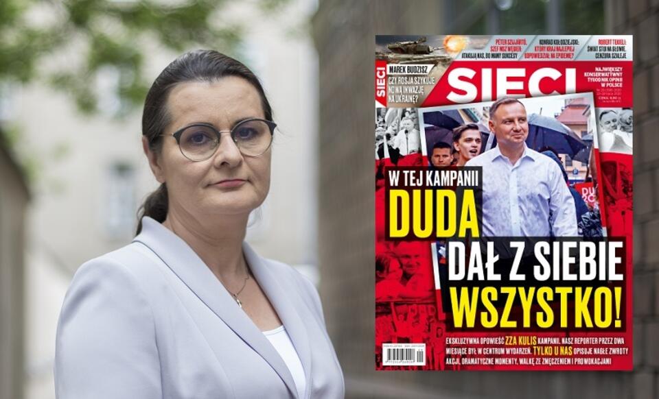 Jolanta Hajdasz, dyrektor CMWP SDP; okładka tygodnika Sieci / autor: Fratria