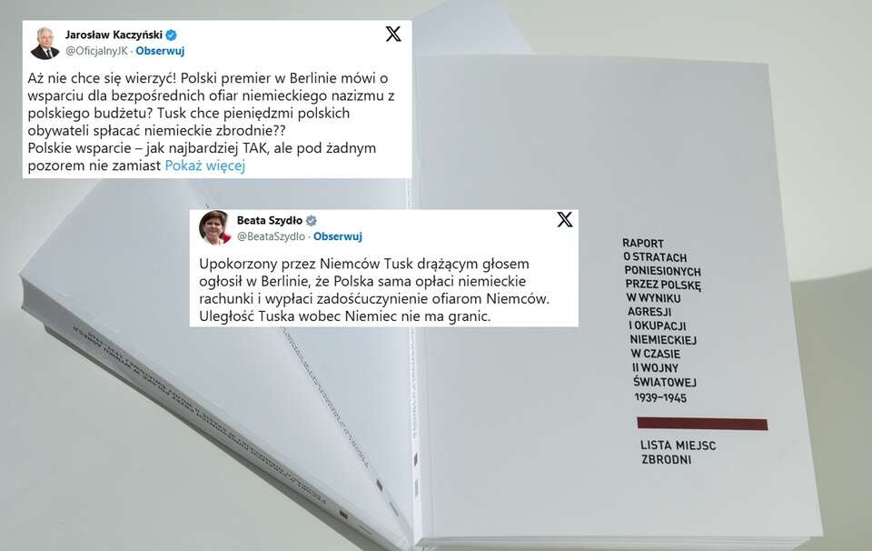 Prezes Jarosław Kaczyński i Beata Szydło nie zostawili suchej nitki na Donaldzie Tusku, który chce, aby Polska płaciła za niemieckie zbrodnie. / autor: Fratria