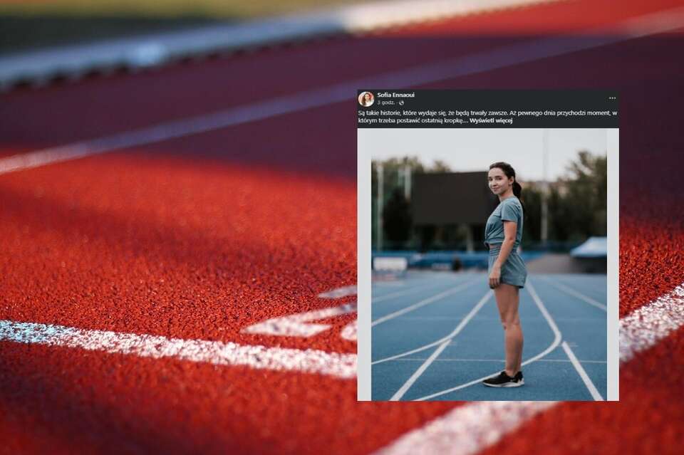 Bieżnia lekkoatletyczna oraz wpis Sofii Ennaoui z Facebooka / autor: pixabay.com/Fb-Sofia Ennaoui