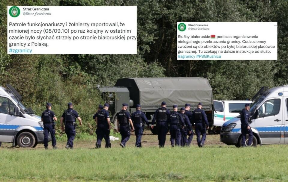Niepokojące! Białoruskie służby znów strzelały na granicy / autor: Fratria; Twitter/Straż Graniczna (screeny)
