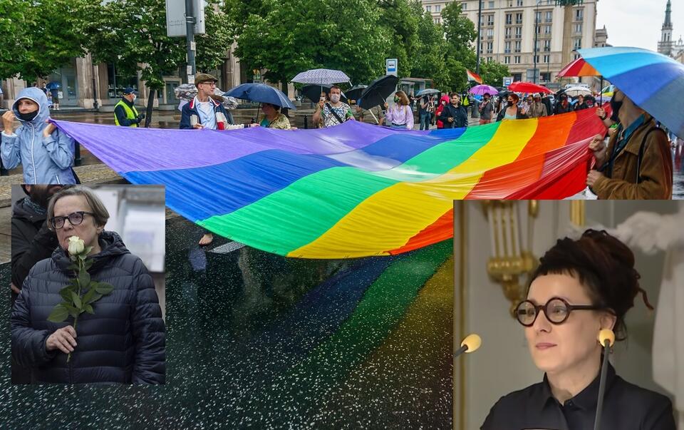 Parada LGBT/Agnieszka Holland/Olga Tokarczuk / autor: Fratria/YT/Nobel Prize