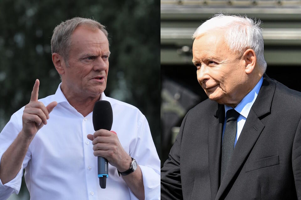 Donald Tusk, Jarosław Kaczyński  / autor: PAP/Wojtek Jargiło, PAP/Paweł Supernak