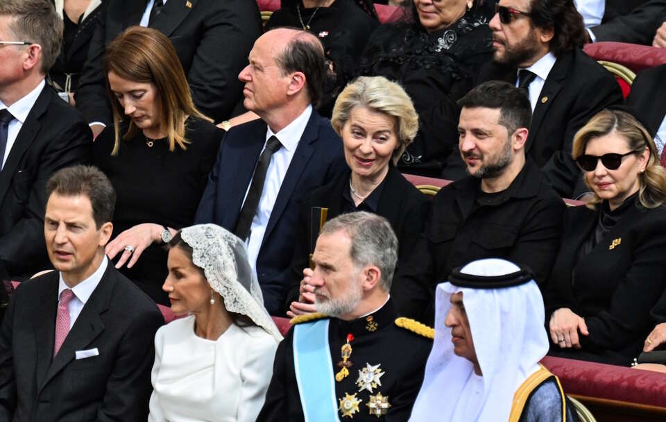prezydent Ukrainy Wołodymyr Zełenski podczas Mszy św. w Watykanie inaugurującej pontyfikat papieża Leona XIV / autor: PAP/Darek Delmanowicz
