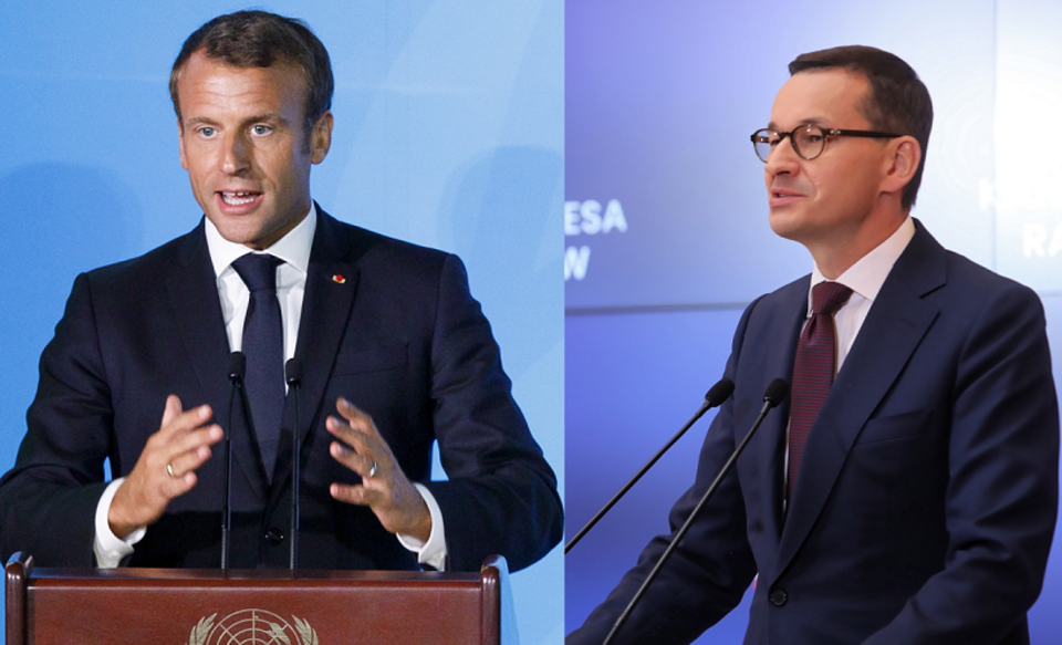 Emmanuel Macron i Mateusz Morawiecki / autor: PAP/EPA