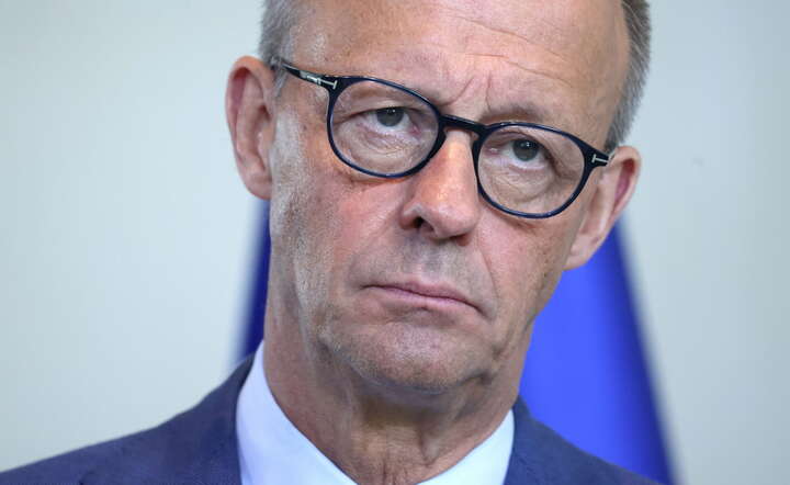 Kanclerz Niemiec Friedrich Merz na konferencji prasowej w Berlinie, 21 maja 2026 / autor: PAP/EPA/HANNIBAL HANSCHKE