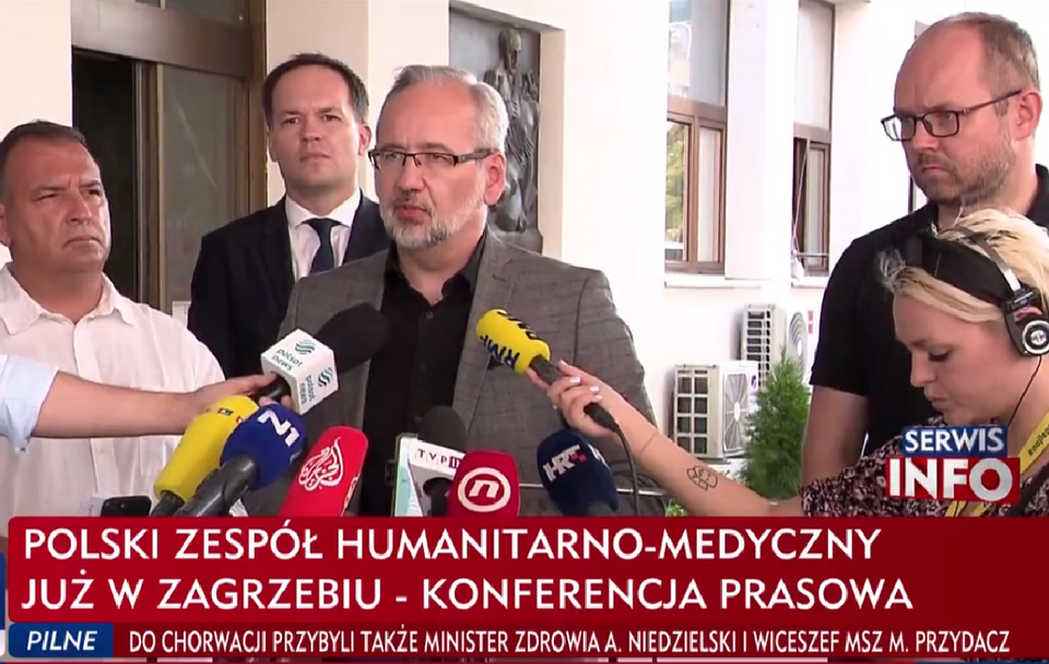 Minister zdrowia Adam Niedzielski i wiceszef MSZ Marcin Przydacz w Zagrzebiu / autor: TVP Info