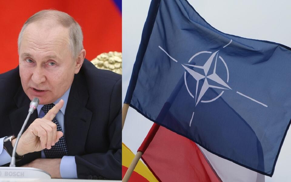Władimir Putin/Flaga NATO podczas szczytu w Warszawie w lipcu 2016 r. / autor: PAP/EPA/MIKHAIL METZEL / SPUTNIK / KREMLIN POOL/Fratria