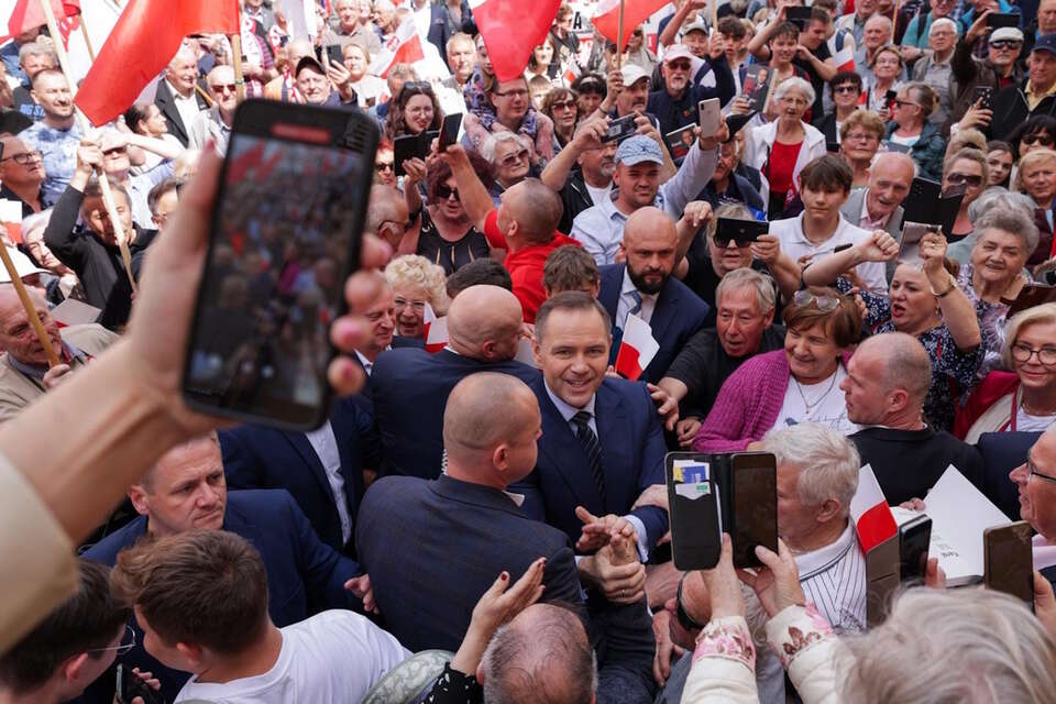 Karol Nawrocki na spotkaniu z mieszkańcami Bolesławca / autor: x.com/#Nawrocki2025