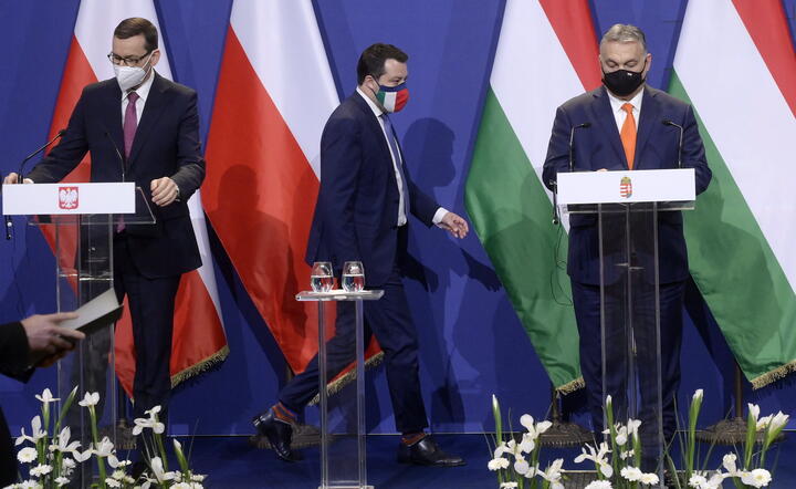 premier Mateusz Morawiecki, premier Victor Orban i lider włoskiej Ligi Matteo Salvini / autor: fotoserwis PAP