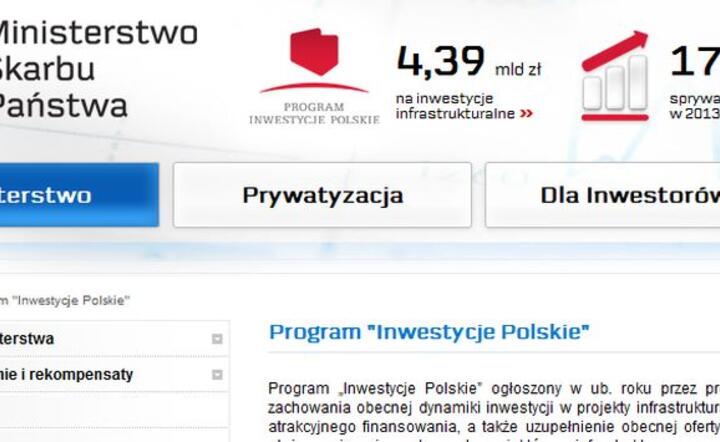 Fragment strony http://msp.gov.pl/portal/pl/352/24691/Program_Inwestycje_Polskie.html