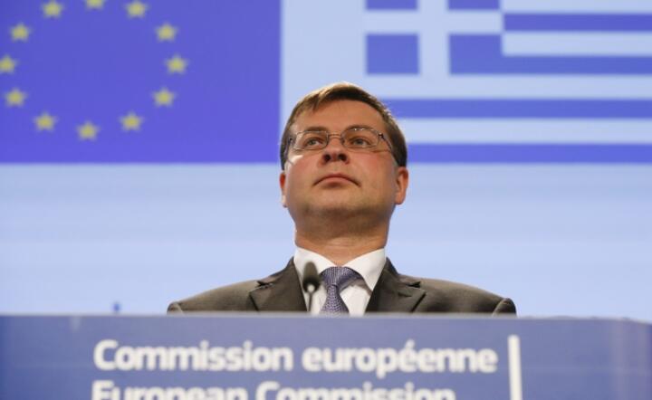 Komisarz UE Valdis Dombrovskis, fot. PAP  EPA/JULIEN WARNAND