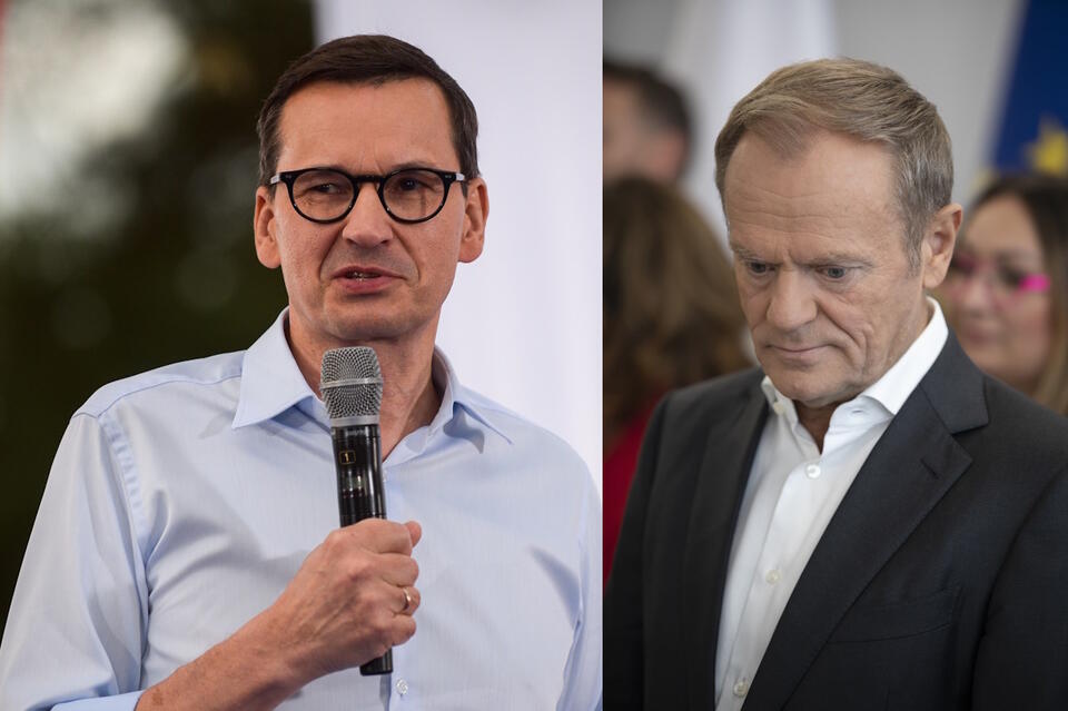 Donald Tusk, Mateusz Morawiecki  / autor: PAP/Marcin Obara/ Fratria 