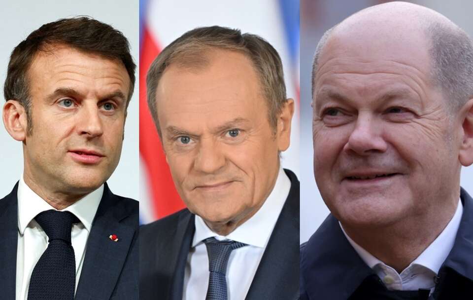 Emmanuel Macron/Donald Tusk/Olaf Scholz / autor: PAP/EPA/GONZALO FUENTES / POOL/PAP/Radek Pietruszka/PAP/EPA/SEAN GALLUP/POOL