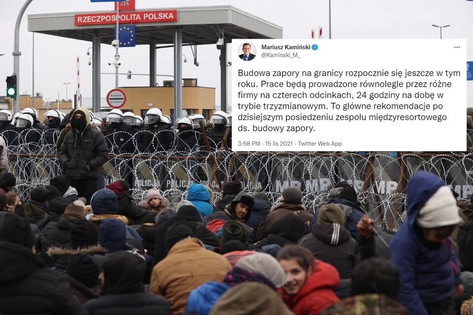 Migranci przy przejściu granicznym / autor: PAP/EPA/Twitter