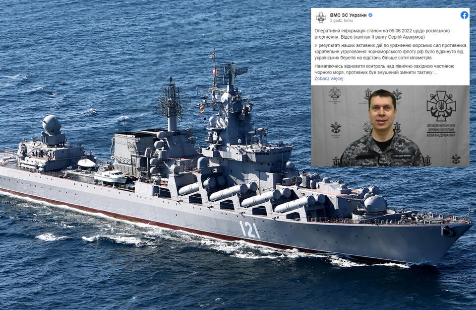 Rosyjski krążownik rakietowy Moskwa zestrzelony przez siły ukraińskie  / autor: commons.wikimedia.org/