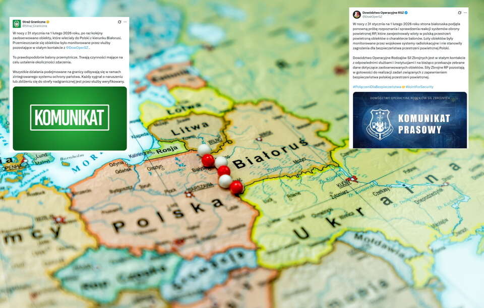 Kolejne obiekty wleciały od strony Białorusi! / autor: Fratria/X